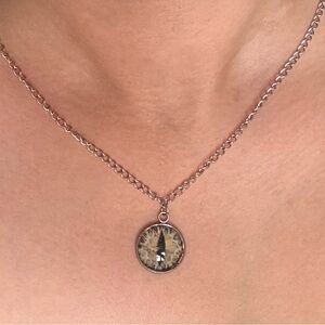 Yellow Mythical Creature Cat Eye Silver Necklace